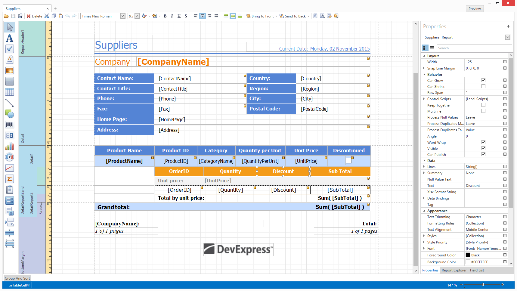 WPF Report Designer | DevExpress