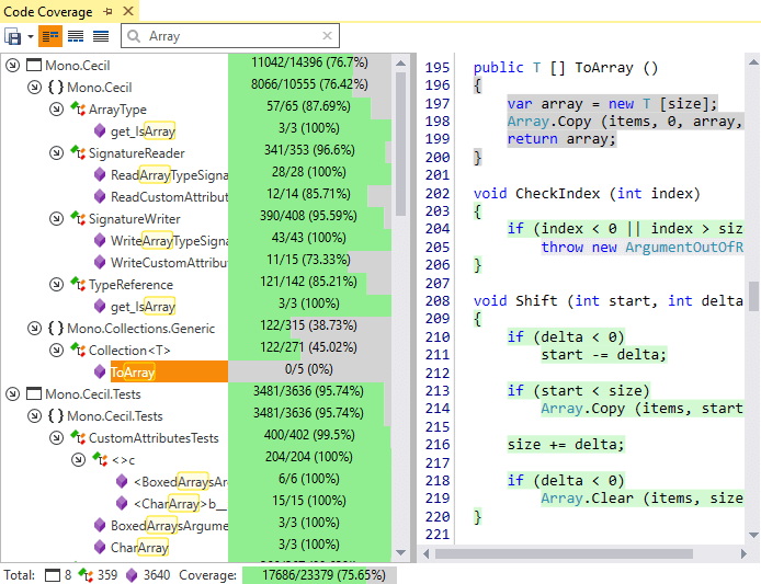 CodeRush for Roslyn - Code Coverage Filtering