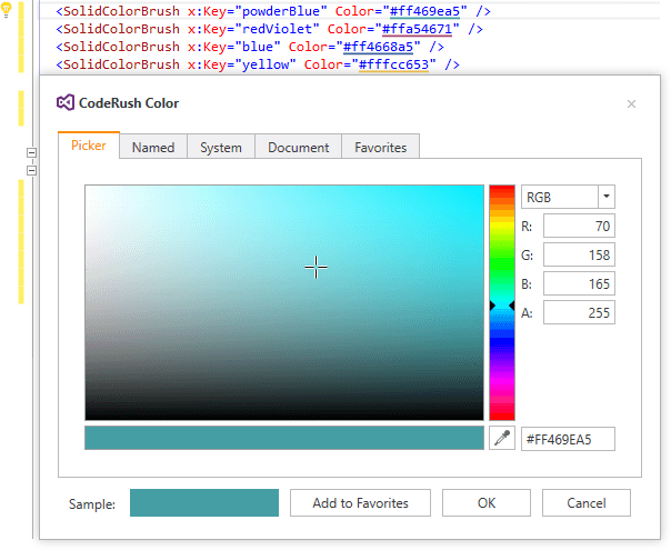 CodeRush for Roslyn - Show Color