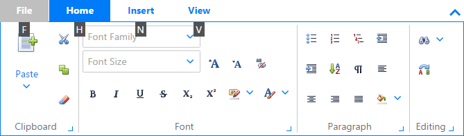 ASP.NET Ribbon Control - Keyboard Shortcuts | DevExpress