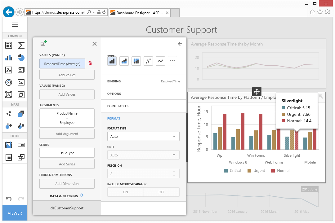 DevExpress Web Dashboard Designer