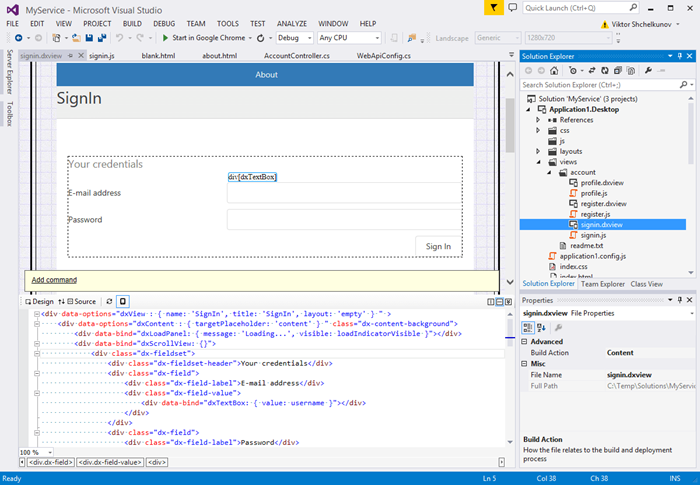 Account views in Multi-channel application progect