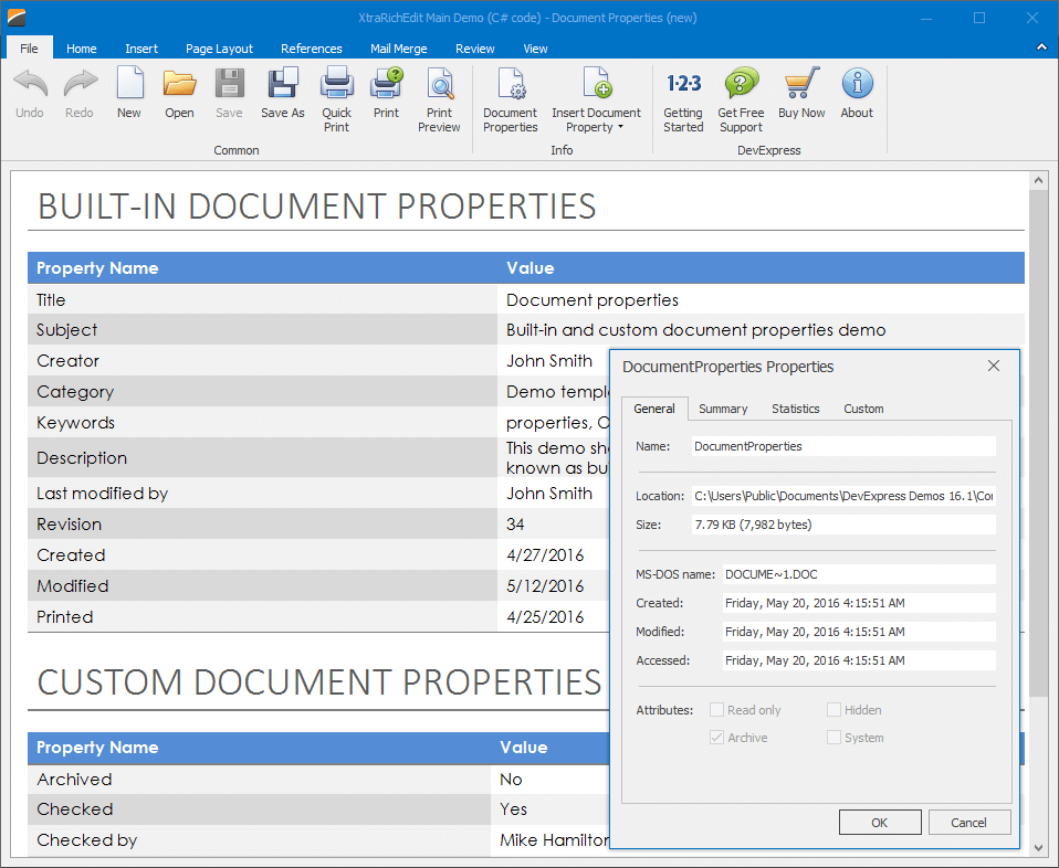 WinForms and WPF Rich Text Editor - Document Attributes