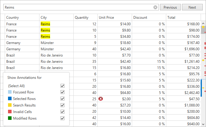 WPF Data Grid - Vertical Scrollbar Annotations