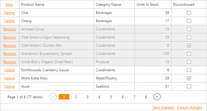 Highlight Removed Rows in Batch Editing Mode | DevExpress