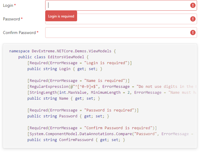 Client-Side Validation - MVC Wrappers, DevExtreme | DevExpress