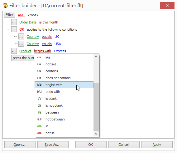 New Filter Operators, VCL Data Controller | DevExpress