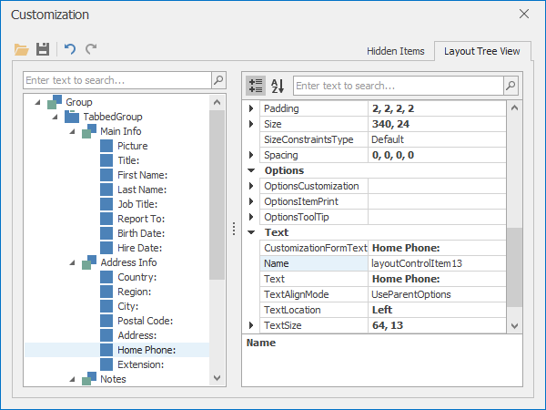 Customization Form - Layout Control for WinForms | DevExpress