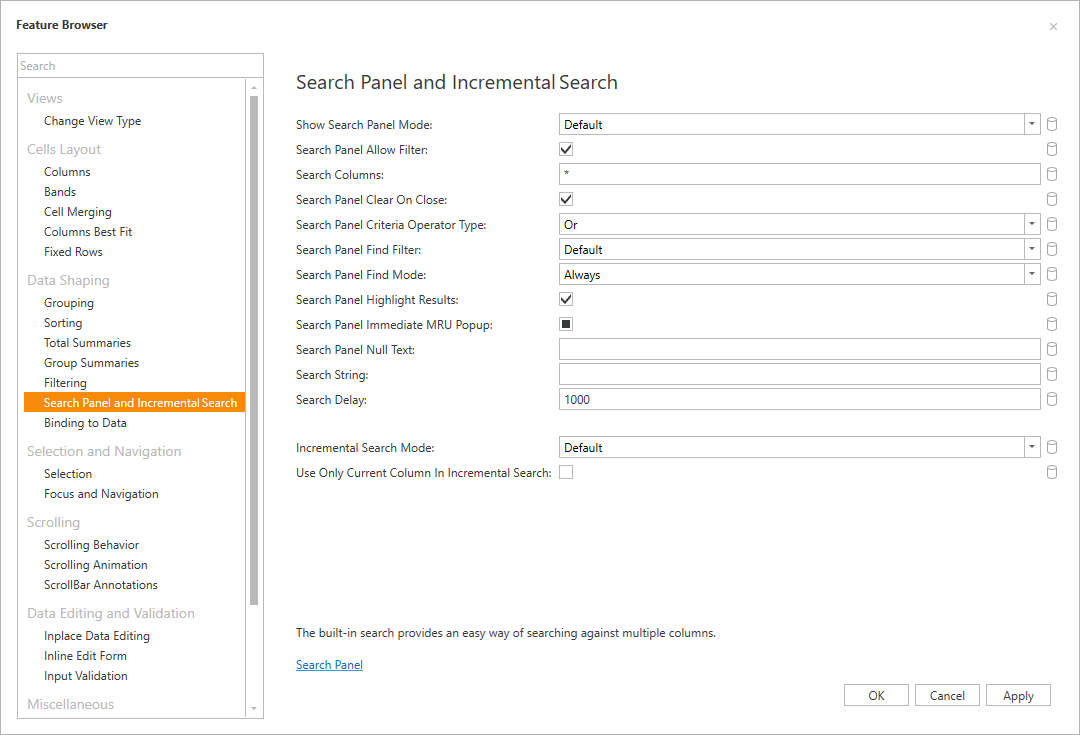 Feature Browser for Visual Studio - WPF Data Grid Control | DevExpress