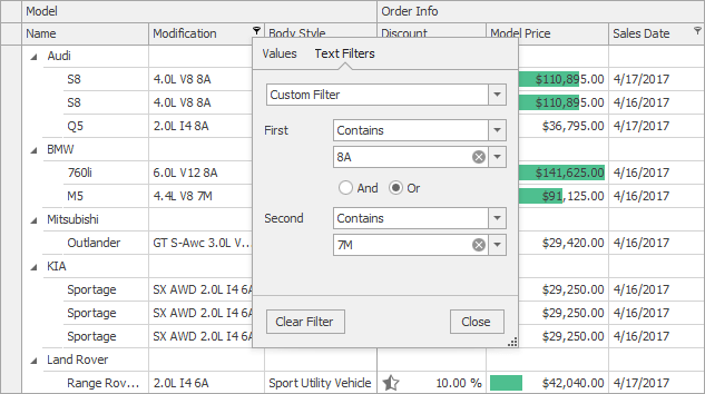 WinForms TreeList - Excel Inspired Filtering