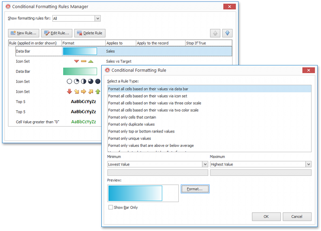 Conditional Formatting - VCL Conditional Formatting Rules Manager | DevExpress