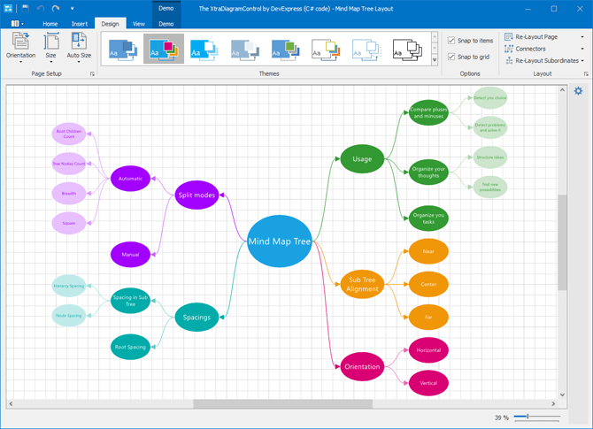 DevExpress Diagram Control for WinForms - Mind Map Layout
