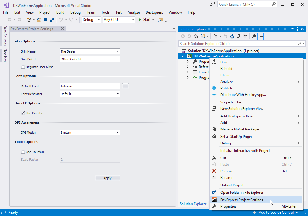 DevExpress Global Settings