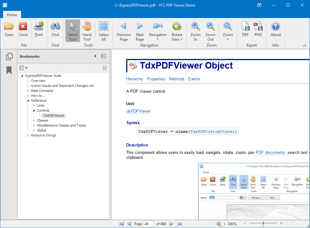 DevExpress VCL PDF Viewer - Bookmarks and Hyperlinks