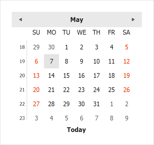 WinForms Calendar - ClassicNew View | DevExpress