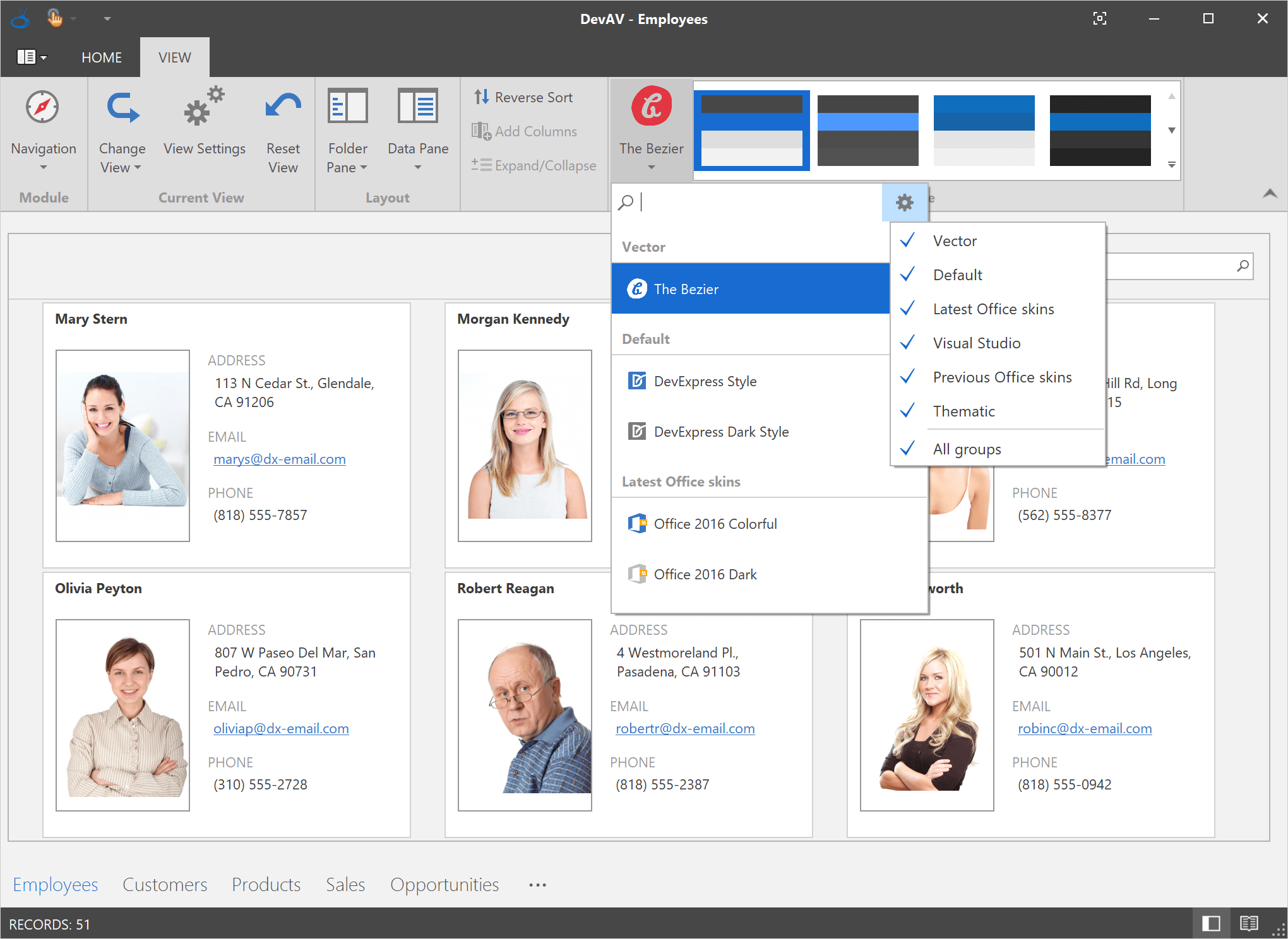 WinForms Skin/Theme Selector | DevExpress