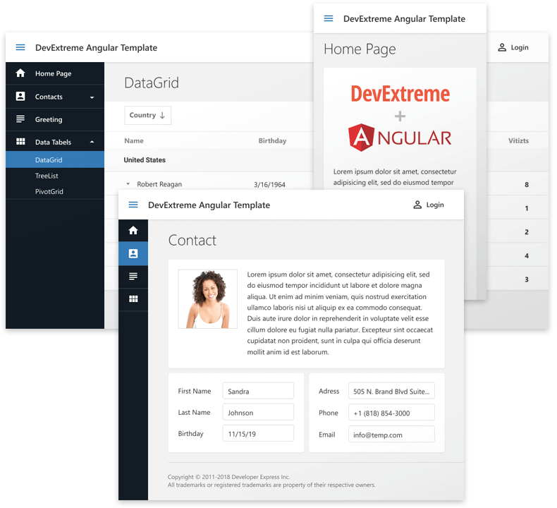 Responsive Application Layout Template​ for Angular, DevExtreme DevExpress