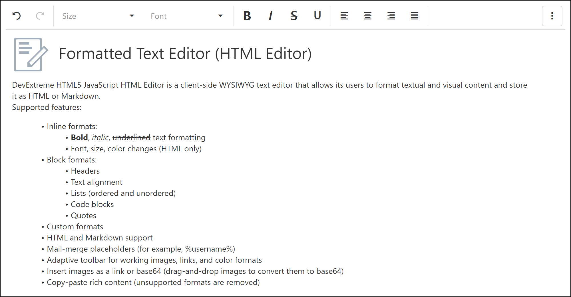 HTML/Markdown WYSIWYG Editor - DevExtreme | DevExpress