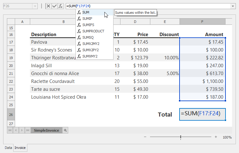 VCL Spreadsheet Control - Formula Bar, DevExpress