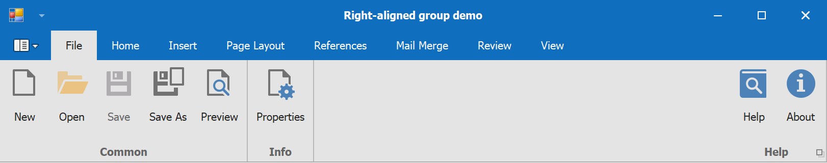 Right-Aligned Page Groups - WinForms Ribbon, DevExpress