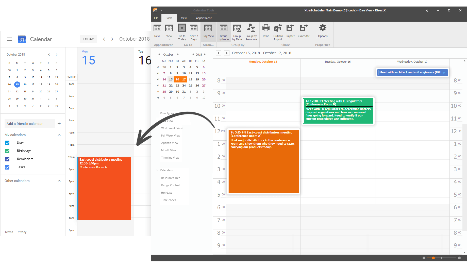 Google Calendar Syncronization - WinForms Scheduler, DevExpress