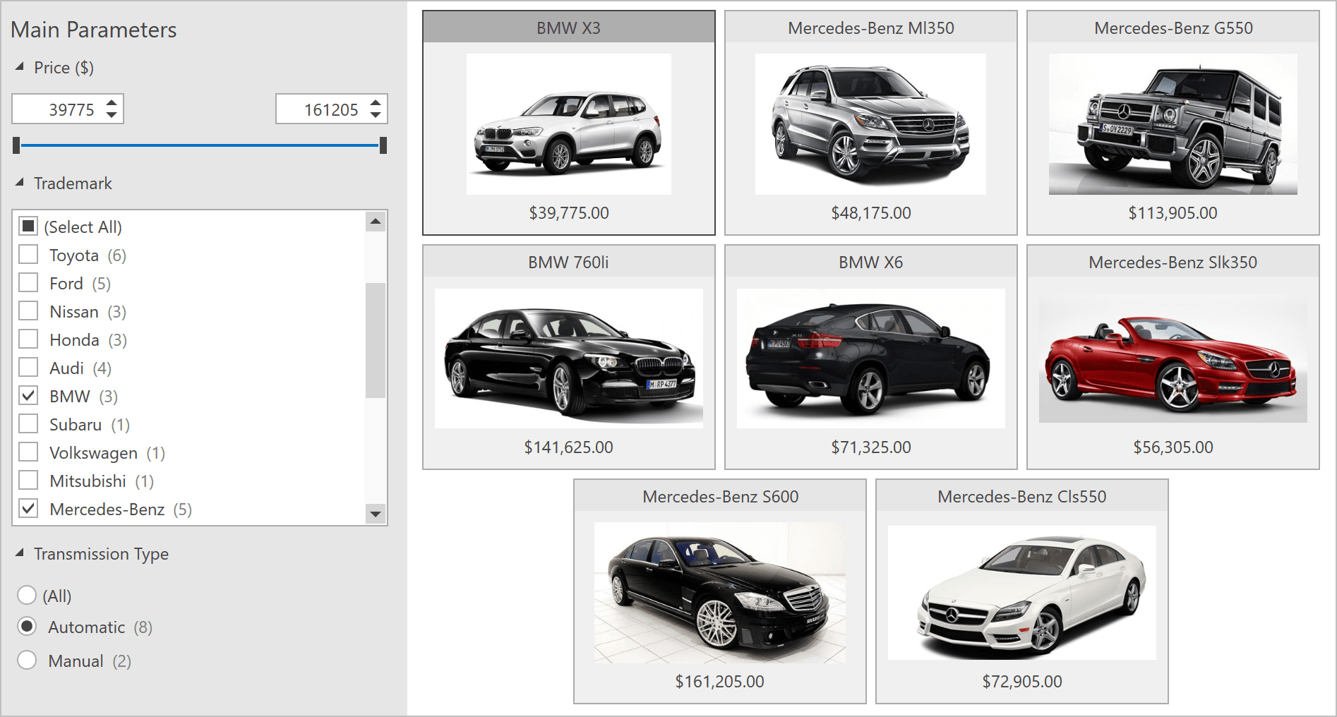 WPF Filtering UI Blocks, DevExpress