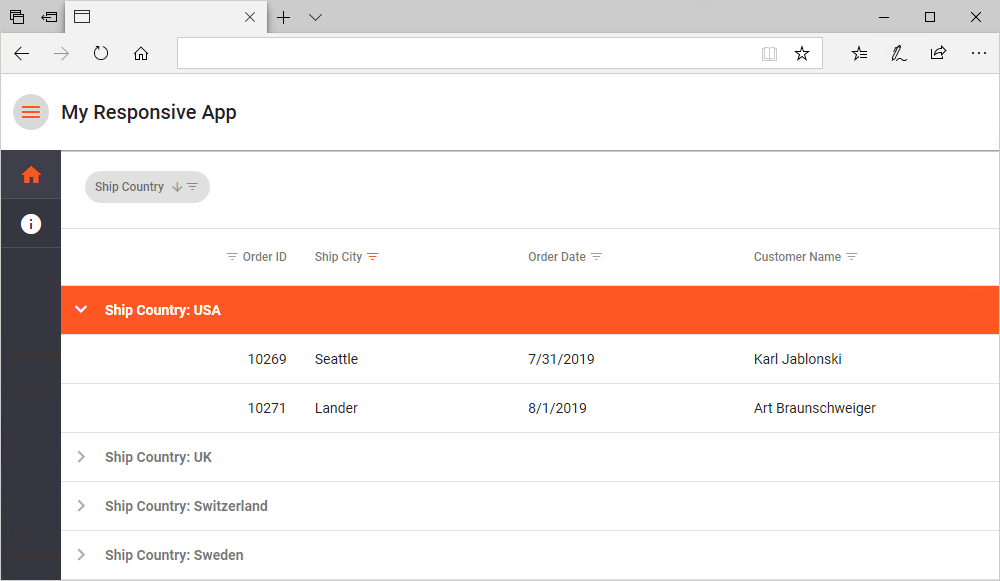 ASP.NET Core - DevExtreme-based Responsive Visual Studio Project Template