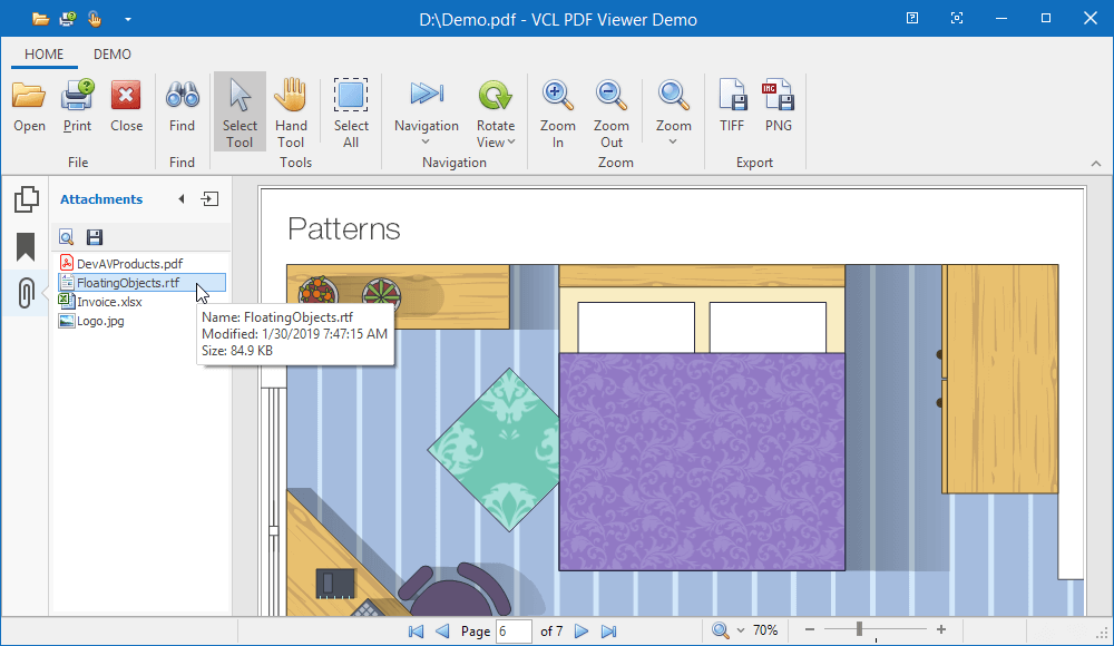 VCL PDF Viewer - Attachments Panel, DevExpress