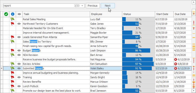 VCL Grid, TreeList, and Vertical Grid Controls - Search Mode, DevExpress