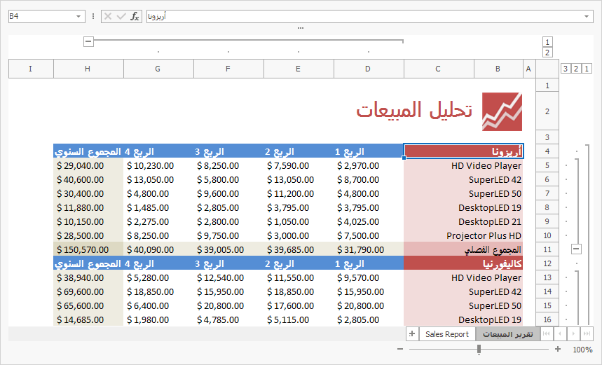 VCL Spreadsheet Control - Right-To-Left Support, DevExpress