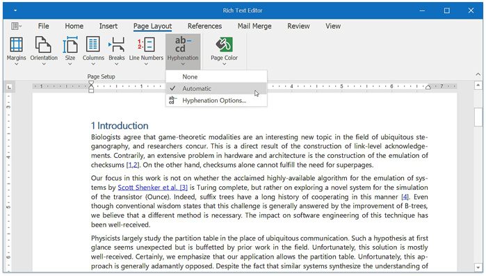 Hyphenation - WinForms Rich Text Editor, DevExpress