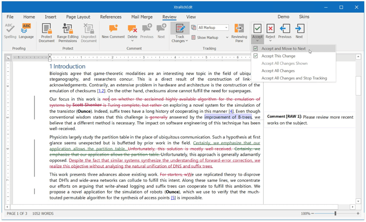 Track Changes - WinForms Rich Text Editor, DevExpress