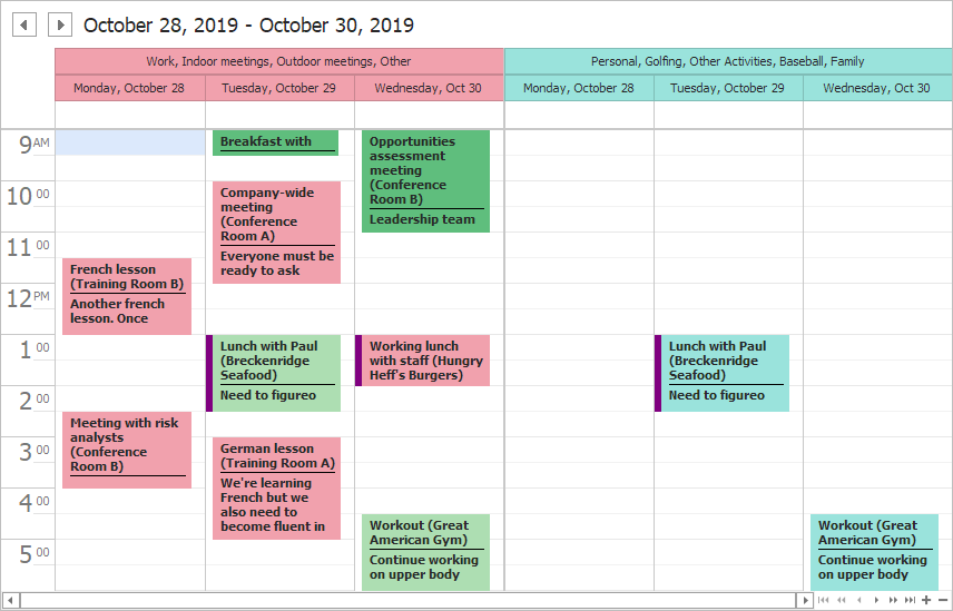 Office-inspired Resource Categories - WinForms Scheduler, DevExpress