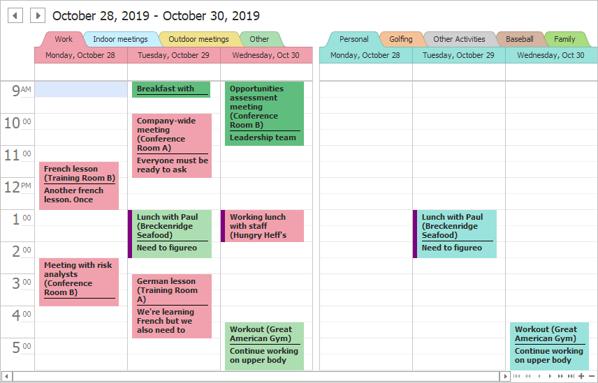 Office-inspired Resource Tabs - WinForms Scheduler, DevExpress