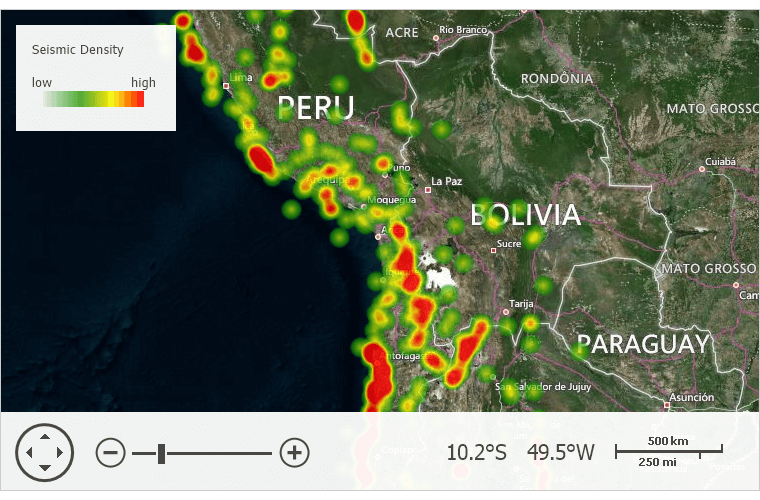 Heat map - WinForms and WPF Map Control, DevExpress