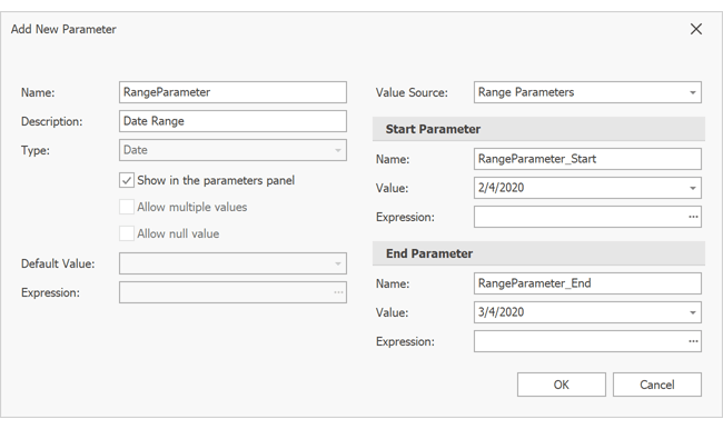 Report Designer - Updated Add New Parameter Dialog