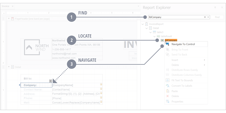 Report Designer - Navigate To Control