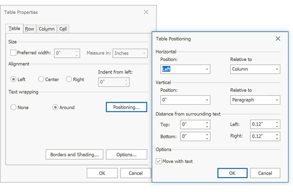 Wrap Text Around the Table - WinForms Rich Text Editor | DevExpress