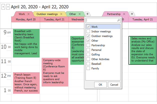 Show and Hide Resources in Categories - WinForms Scheduler | DevExpress