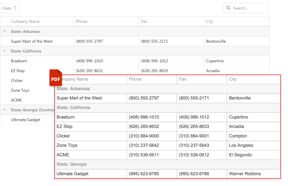 Export to PDF - HTML5 DataGrid | DevExtreme, DevExpress