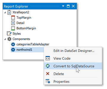 Convert DataSet to SqlDataSource - .NET Reporting | DevExpress