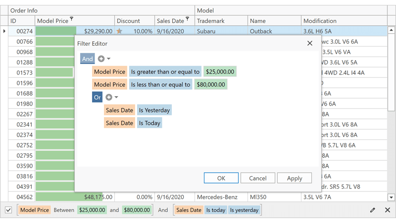 Filter Panel and Filter Editor - WPF DataGrid | DevExpress