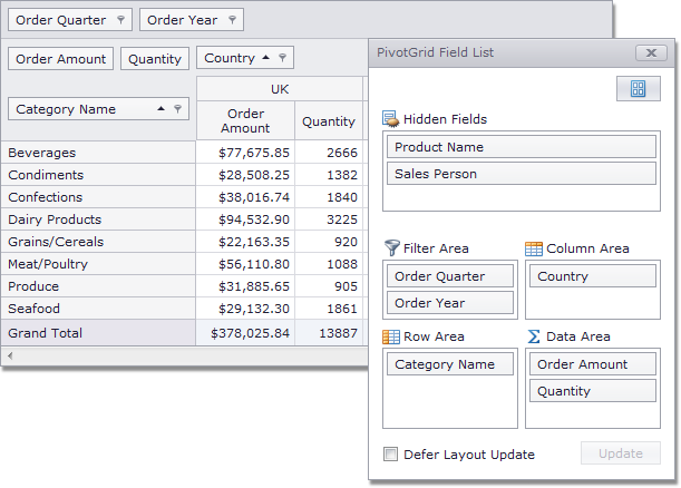 ASP.NET Pivot Table - Excel-Style Customization Form