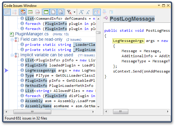 IDE Productivity Tools - Code Issues tool window