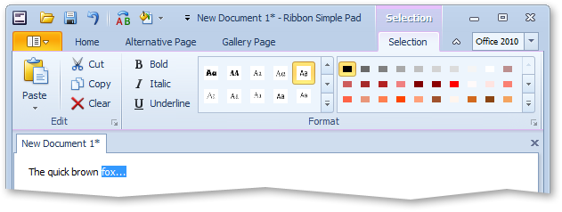 Office 2010 Ribbon with Skinned Form - DevExpress XtraBars