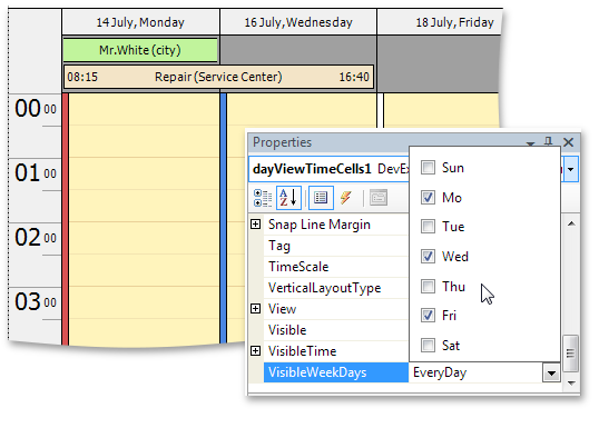 Scheduler Reporting - Visible Weekdays - DevExpress WinForms Scheduler