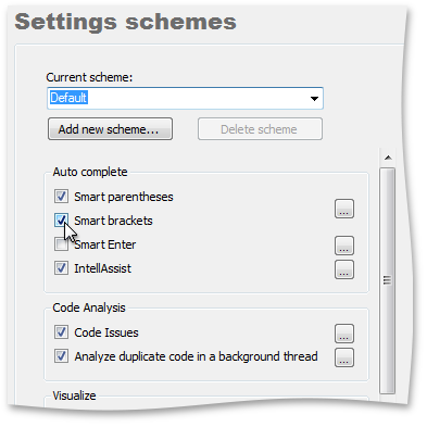 Settings Schemes options page - CodeRush by DevExpress