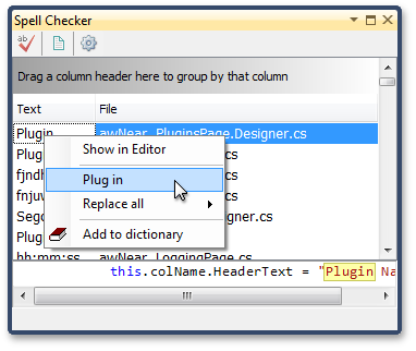 Spell Checker tool window - CodeRush by DevExpress