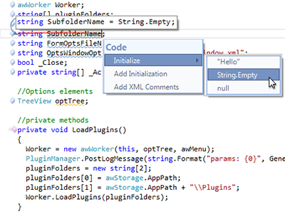 Enhanced Automatic Initialization in CodeRush