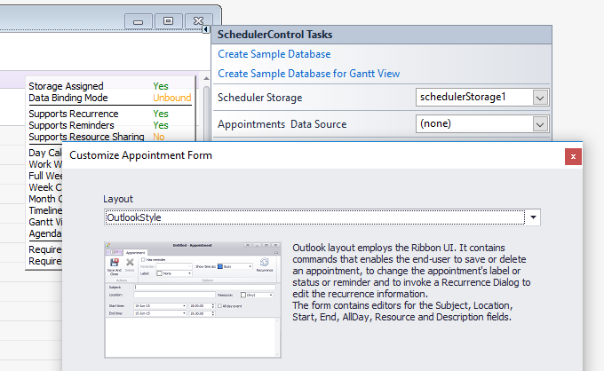 WinForms Scheduler Control - Custom Form Builder